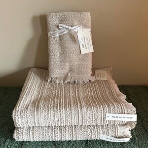 Bianca Made in Portugal Bath & Hand Towels Beige Fringe NEW!